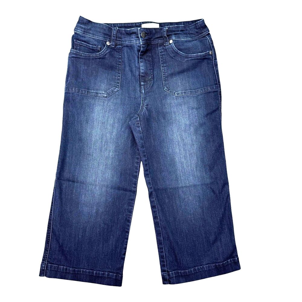Chico's Jeans Women's 0.5 Small Blue Capri Denim Cropped Cotton Blend Cute Pants